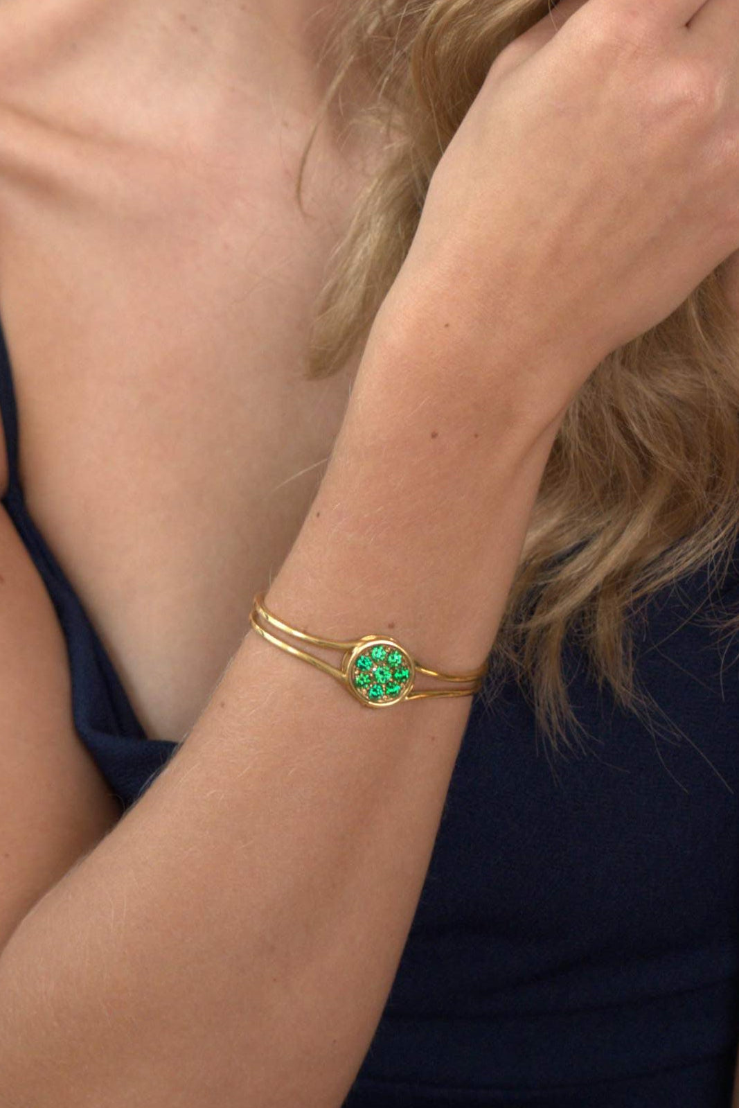Bangle Premium Collection - Green zircons